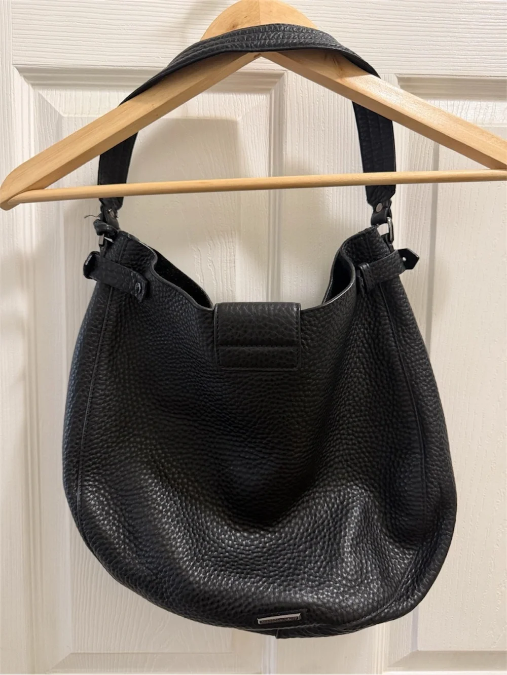 Rebecca Minkoff Black Slouch Hobo Leather Shoulder Bag with Suede Tassles.